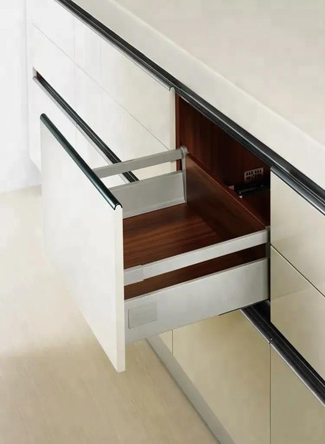 DBR Metal Innotech Drawer For Modular Kitchen & Office Tandem Box With Full Extension Double-Walled System With Railing Pack Of 1 Set White (6 X 20 Inches) - Image 1